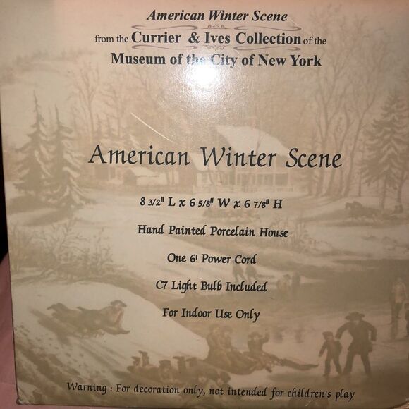 American Winter Scene Decorative Hand Painted Porcelain House Museum if NY - Picture 11 of 13
